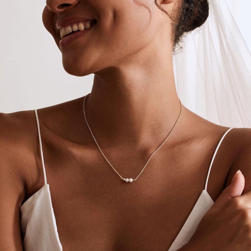 Treasure Bender Pearl Necklaces for Women Trendy, 14k Gold Plated Dainty Necklace Simple Pearl Drop Single Charm Pendant Necklace Birthday Wedding Gifts Gold Jewelry for Women - Image 2